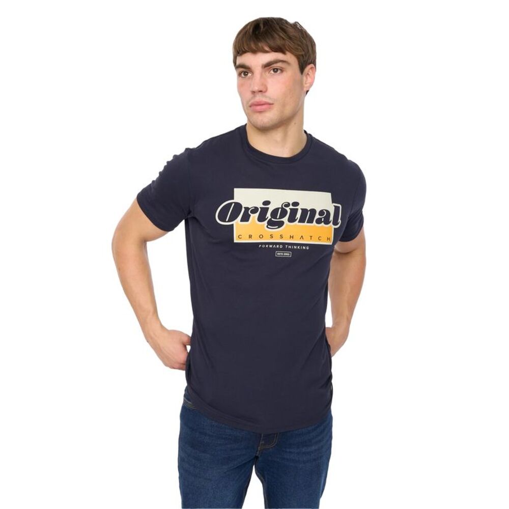Crosshatch Mens Chevin T-Shirt / Navy